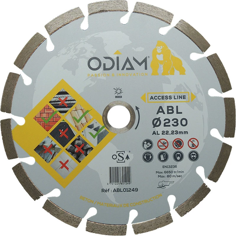 Disque Diamant Béton ABL Odiam Ø230 X 22,23mm 3 Disque Diamant Béton ABL Odiam Ø230 X 22,23mm