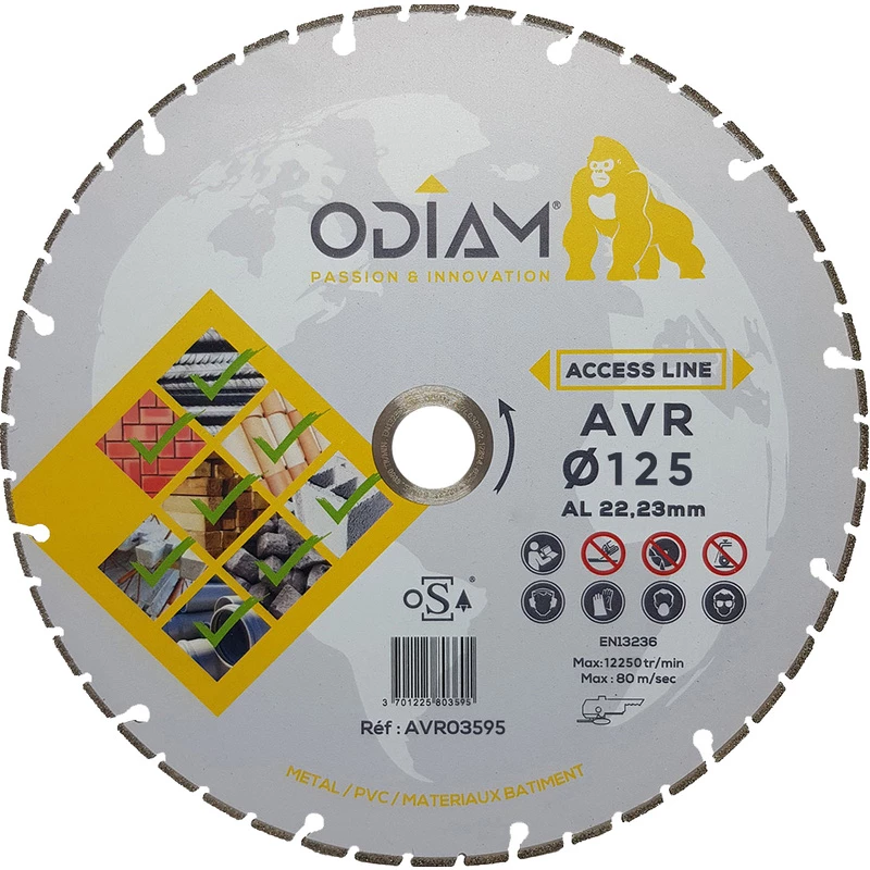 Disque à Tronçonner Diamant AVR Odiam Ø125 X 22,23mm 3 Disque à Tronçonner Diamant AVR Odiam Ø125 X 22,23mm