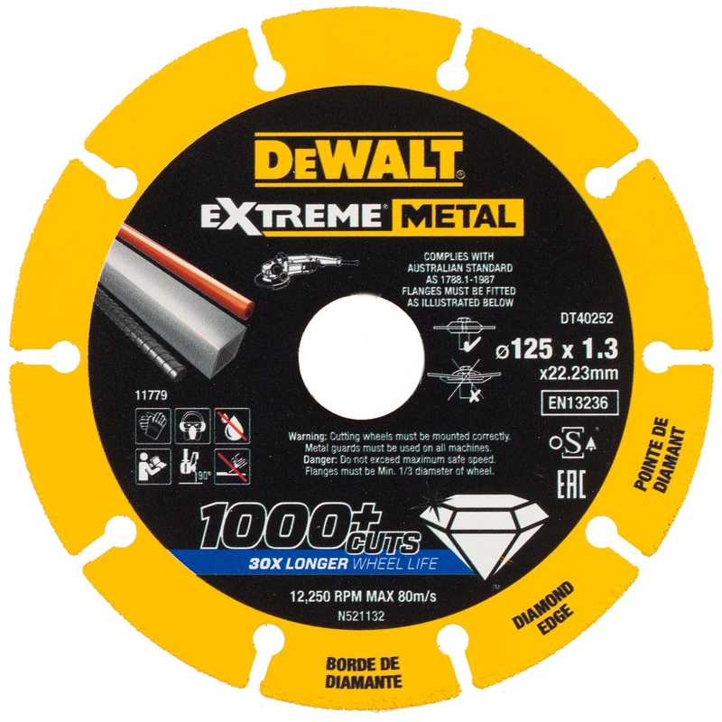 Disque Extrême Dewalt Métal Ø125x22,23x1,3mm 3 Disque Extrême Dewalt Métal Ø125x22,23x1,3mm
