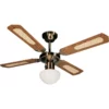 Ventilateur De Plafond 4 Pales Bois à éclairage Bali Farelek 50W - Ø1070mm -TOOLSTATION Soldes 90441