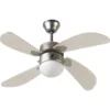 Ventilateur De Plafond 4 Pales MDF Chêne Clair à éclairage Bermudes Farelek 50W - Ø1070mm -TOOLSTATION Soldes 99368