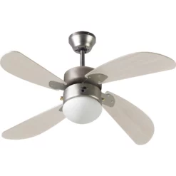 Ventilateur De Plafond 4 Pales MDF Chêne Clair à éclairage Bermudes Farelek 50W - Ø1070mm